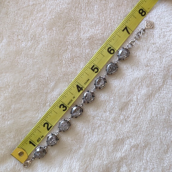 Kendra Scott Platinum Drusy Rhodium Silver Brynn Bracelet RARE - Picture 11 of 12